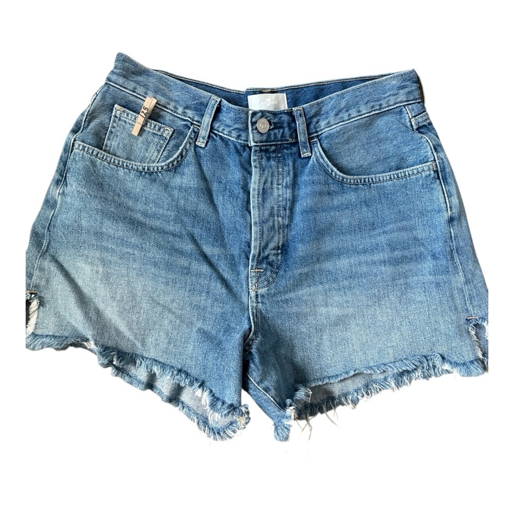 7 For All Mankind Distressed Denim Shorts Button Fly Size 30